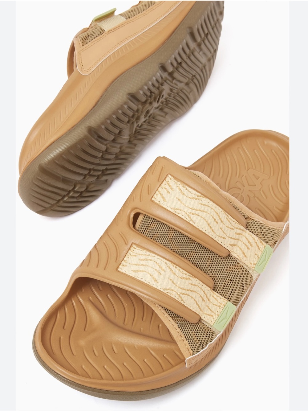 Hoka Ora Luxe Slides Neutral Wheat Velcro Ariaprene - Size M7 / W9